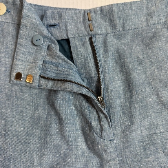 LOFT Blue High Waist Nautical Shorts 100% Linen Size 14 - Picture 7 of 9